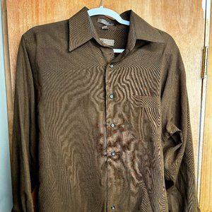 John Henry - Brown, Regular Cut, Size 16 (32/33) Button Up Shirt